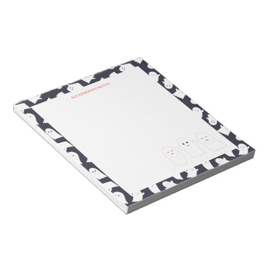 Friendly Ghosts Halloween Pattern Notizblock (angewinkelt)