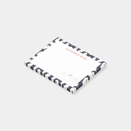 Friendly Ghosts Halloween Pattern Post-it Klebezettel (angewinkelt)