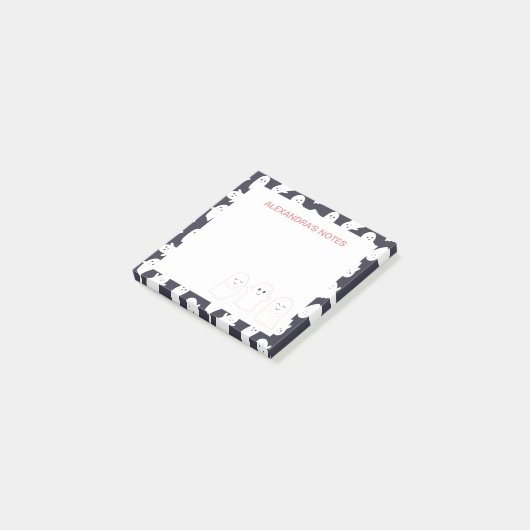 Friendly Ghosts Halloween Pattern Post-it Klebezettel (angewinkelt)