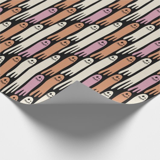 Friendly Ghosts in Cream Orange and Pink  Geschenkpapier (Ecke)