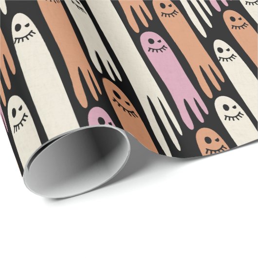 Friendly Ghosts in Cream Orange and Pink  Geschenkpapier (Rolleneckpunkt)
