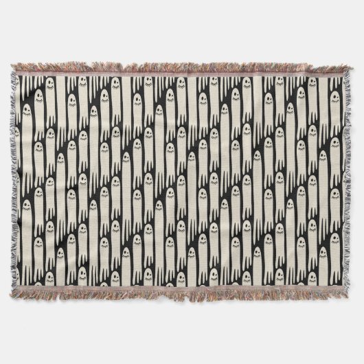 Friendly Ghosts on Cream and Pink – Halloween Patt Decke (Vorderseite)