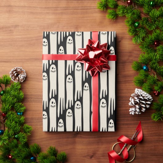 Friendly Ghosts on Cream and Pink – Halloween Patt Geschenkpapier (Feiertagsgeschenk)