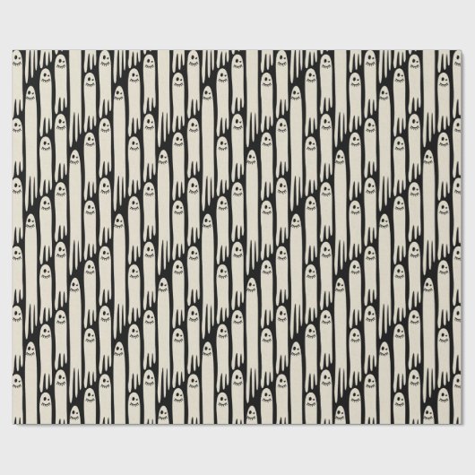 Friendly Ghosts on Cream and Pink – Halloween Patt Geschenkpapier (Flach)