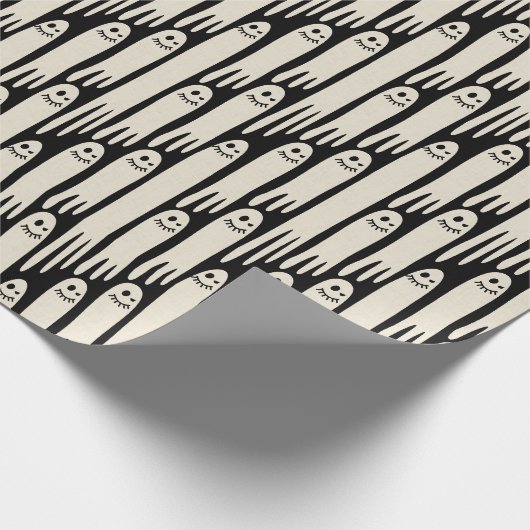 Friendly Ghosts on Cream and Pink – Halloween Patt Geschenkpapier (Ecke)