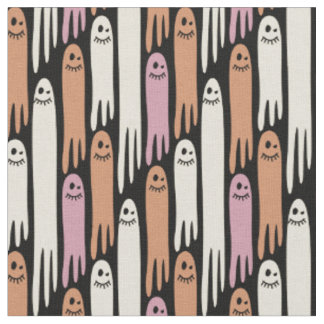 Friendly Ghosts Retro-Farben auf Schwarz – Hallowe Stoff