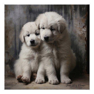 Friendly Great Pyrenees Puppy Dogs 004 - Raimon P Poster