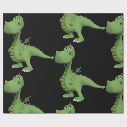 Friendly Green Dinosaur Geschenkpapier (Flach)