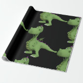 Friendly Green Dinosaur Geschenkpapier (Ungerollt)