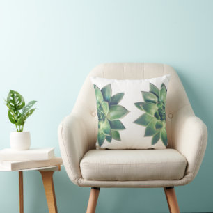 Friendly Green Succulent Pflanze auf White Throw P Kissen