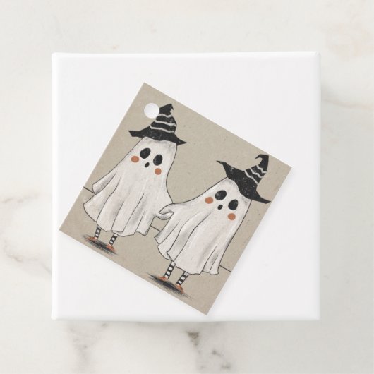 Friendly Halloween Ghost Twins Geschenkanhänger (Beispiel)