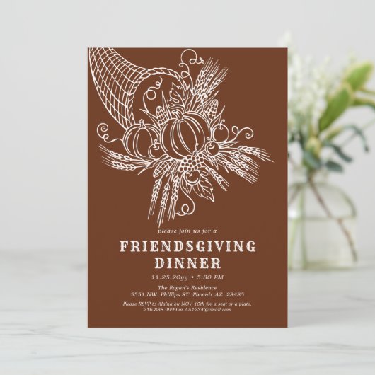 Friendly Harvest Friendsgiving Party Erntedank Einladung (Stehend Vorderseite)