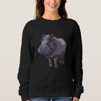 Friendly Hippopotamus Cartoon Hippo Sweatshirt