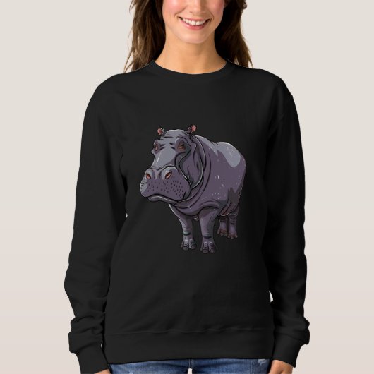 Friendly Hippopotamus Cartoon Hippo Sweatshirt (Vorderseite)