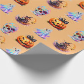 Friendly Icons Grid Halloween Black Fun Holiday Geschenkpapier (Ecke)