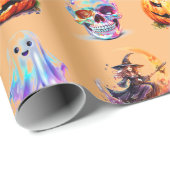 Friendly Icons Grid Halloween Black Fun Holiday Geschenkpapier (Rolleneckpunkt)