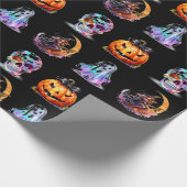Friendly Icons Grid Halloween Black Fun Holiday Geschenkpapier (Ecke)