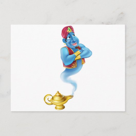 Friendly Jinn oder Genie und magische Öl-Lampe Postkarte (Vorderseite)