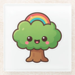 Friendly Kawaii Tree Glasuntersetzer