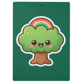 Friendly Kawaii Tree Klemmbrett (Rückseite)
