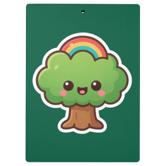 Friendly Kawaii Tree Klemmbrett (Rückseite)