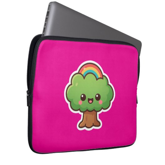 Friendly Kawaii Tree Laptopschutzhülle (Vorne Rechts)