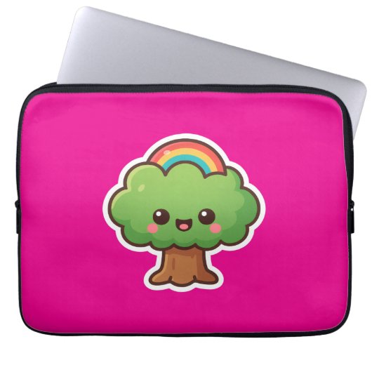 Friendly Kawaii Tree Laptopschutzhülle (Vorderseite)
