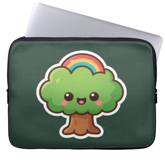 Friendly Kawaii Tree Laptopschutzhülle (Vorderseite)