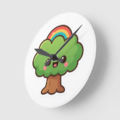 Friendly Kawaii Tree Runde Wanduhr (Winkel)
