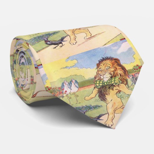Friendly Lion Print Necktie Krawatte (Gerollt)