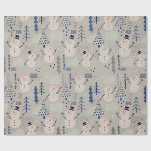 Friendly Little Snowman - grau Geschenkpapier