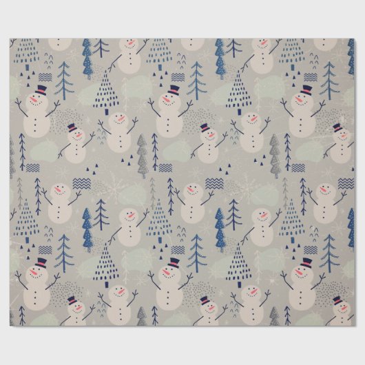 Friendly Little Snowman - gray Geschenkpapier (Flach)