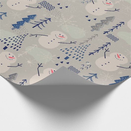 Friendly Little Snowman - gray Geschenkpapier (Ecke)