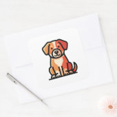Friendly Modern Dog Illustration Quadratischer Aufkleber (Umschlag)