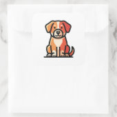 Friendly Modern Dog Illustration Quadratischer Aufkleber (Tasche)