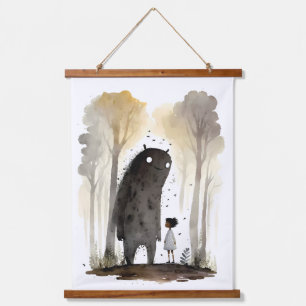 Friendly Monster Wandteppich Mit Holzrahmen