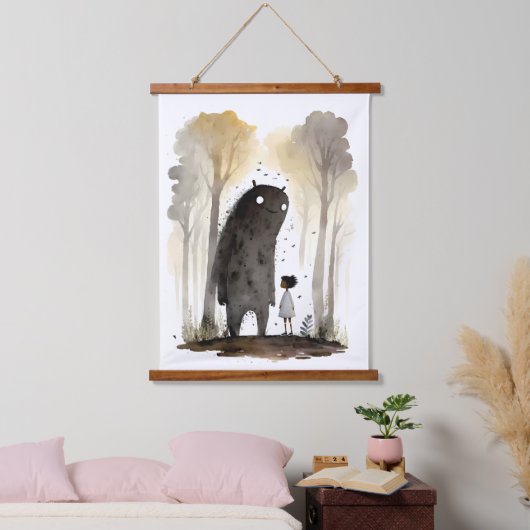 Friendly Monster Wandteppich Mit Holzrahmen (Schlafzimmer)