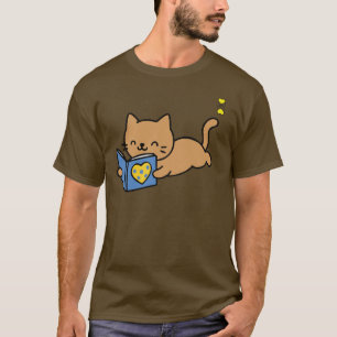 Friendly Pickleball-Herzen-Logo und lesende Katze T-Shirt
