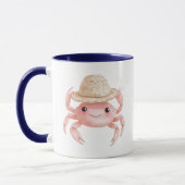 Friendly Pink Crab Straw Hat Küste Wasserfarbe Tasse (Links)