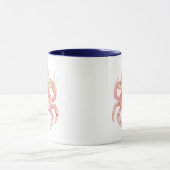 Friendly Pink Crab Straw Hat Küste Wasserfarbe Tasse (Zentrum)