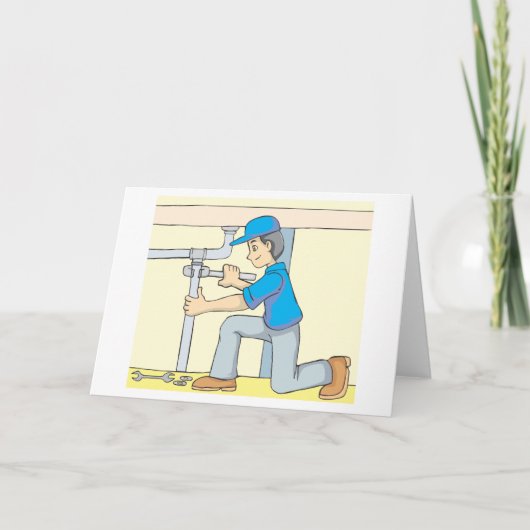 Friendly Plumber Cartoon Karte (Vorderseite)