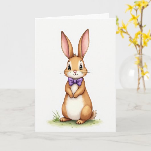 Friendly Rabbit Greeting Card Karte (Gelbe Blume)