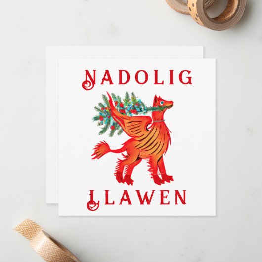 Friendly Red Dragon oder Griffon, fügen Sie Ihren  Mitteilungskarte (Vorderseite/Rückseite Beispiel)