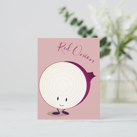Friendly Red Onion Cartoon Character | Postkarte (Stehend Vorderseite)