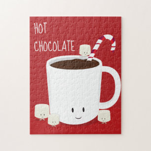 Friendly Red White Hot Chocolate Marshmallows Puzzle
