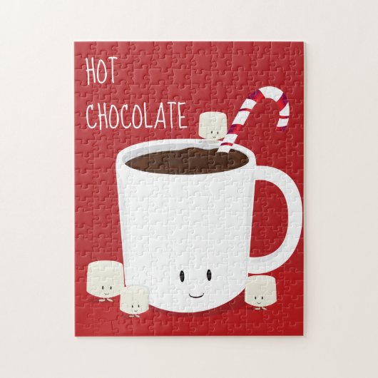 Friendly Red White Hot Chocolate Marshmallows Puzzle (Vertikal)