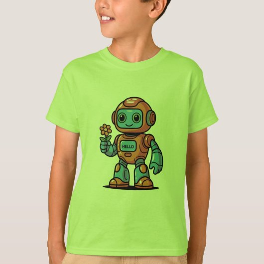 Friendly Robot Cartoon Kids' T - Shirt (Vorderseite)