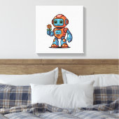 Friendly Robot Cartoon Square Canvas Print Leinwanddruck (Insitu (Schlafzimmer))