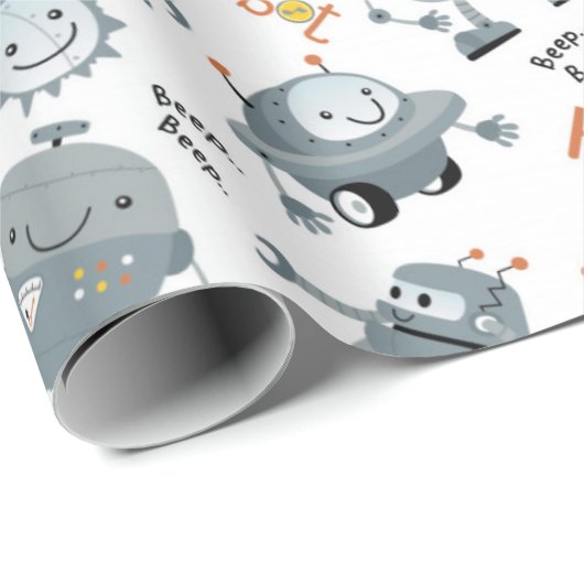 Friendly Robot Geschenkpapier (Rolleneckpunkt)