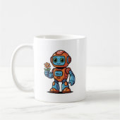 Friendly Robot Holding Blume Cartoon Weißer Kaffee Kaffeetasse (Links)